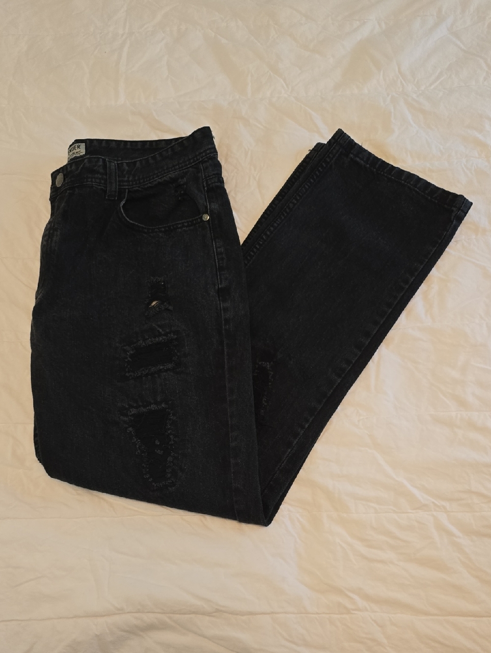 Contender Mens 40 x 34 Heavily Distressed Black Jeans
